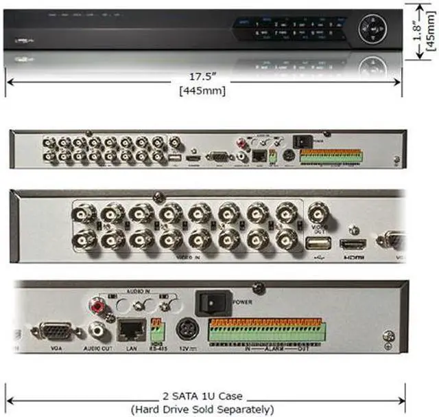 Alt view image 2 of 3 - 16CH 960H Realtime DVR - WD1 Realtime H.264 Pentaplex , HDMI and VGA output at up to 1920×1080P resolution, Live View on Smart Phones and Playback on iPhones, LT-D7216-WH, 6TB HDD