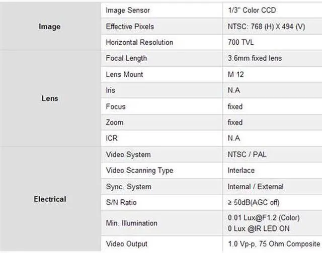Alt view image 2 of 3 - 700 TVL IR Bullet Camera - SONY 960H CCD, 3.6mm fixed lens, 42 pcs IR LEDs, DC 12V input, LT-R5370, Black