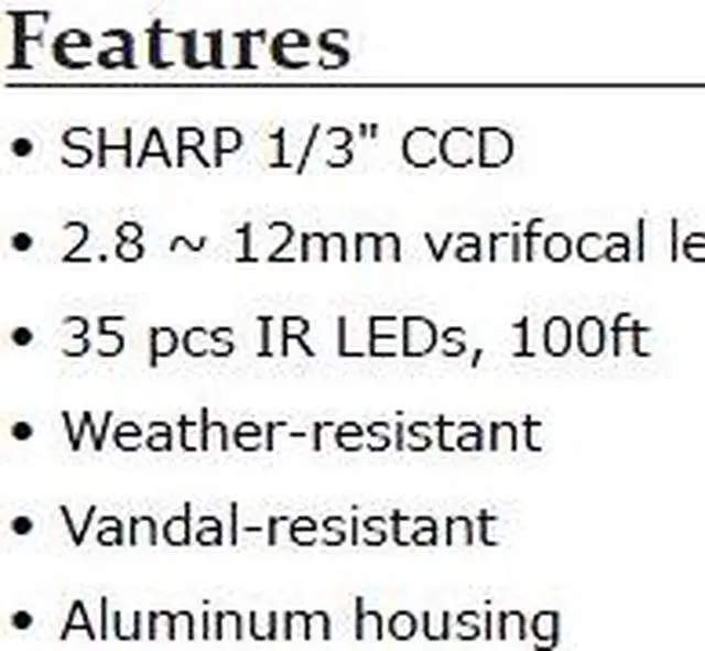 Alt view image 2 of 2 - 650 TVL Turret Camera - 1/3" high sensitivity CCD, 2.8 ~ 12mm varifocal lens, 35 pcs IR LEDs, weather-resistant, vandal-resistant, DC 12V, LT-T2065, White