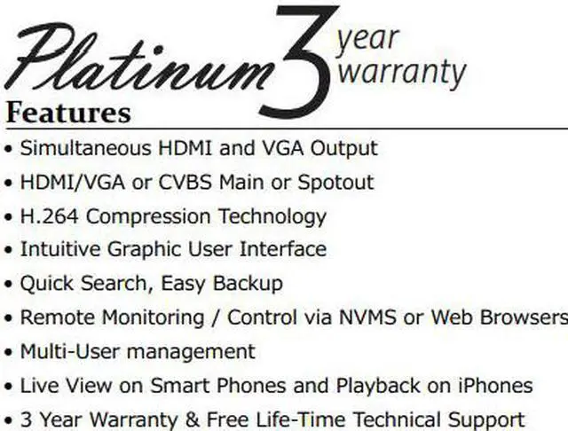 Alt view image 2 of 4 - 16CH 960H Realtime DVR, HDMI and VGA output at up to 1920×1080P resolution, 16-ch simultaneous playback (4TB)
