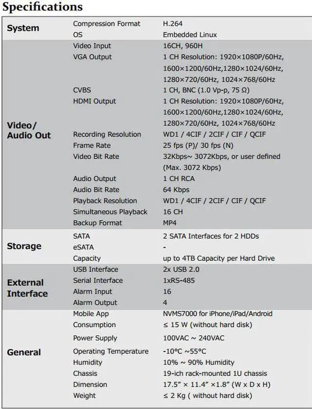 Alt view image 3 of 4 - 16CH 960H Realtime DVR, HDMI and VGA output at up to 1920×1080P resolution, 16-ch simultaneous playback (4TB)