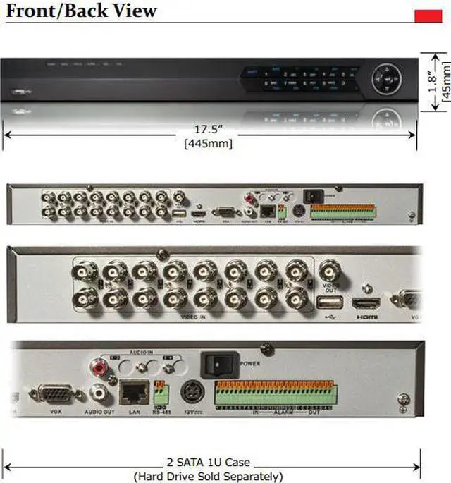 Alt view image 4 of 4 - 16CH 960H Realtime DVR, HDMI and VGA output at up to 1920×1080P resolution, 16-ch simultaneous playback (4TB)