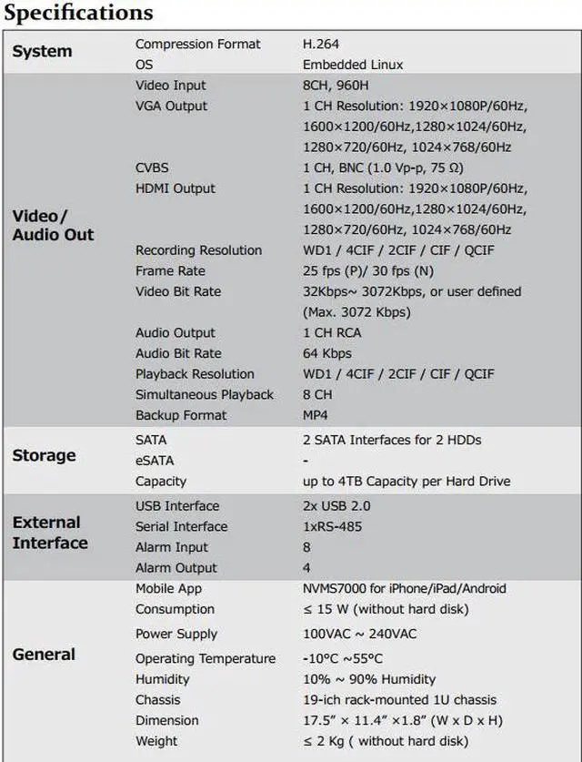 Alt view image 5 of 6 - 8CH 960H Realtime DVR,  HDMI and VGA output at up to 1920×1080P resolution, 8-ch simultaneous playback