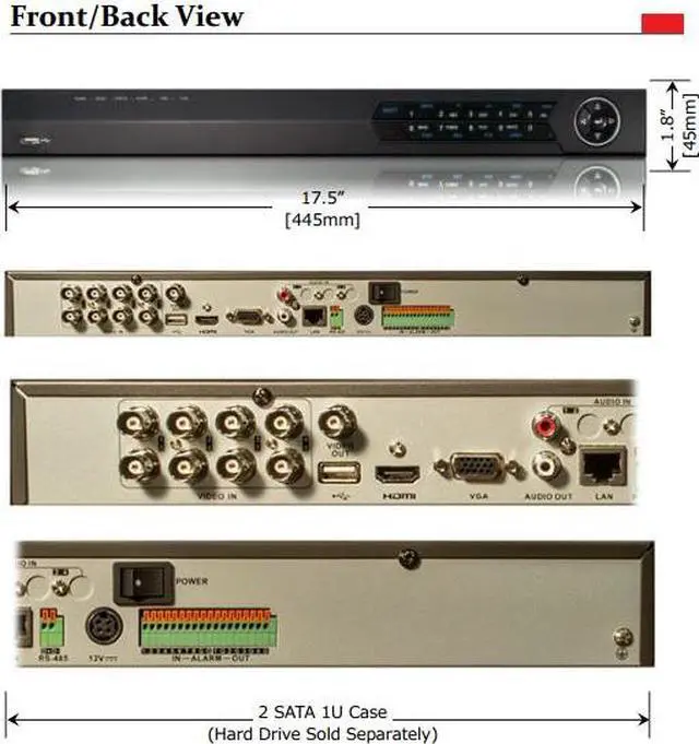 Alt view image 4 of 6 - 8CH 960H Realtime DVR,  HDMI and VGA output at up to 1920×1080P resolution, 8-ch simultaneous playback