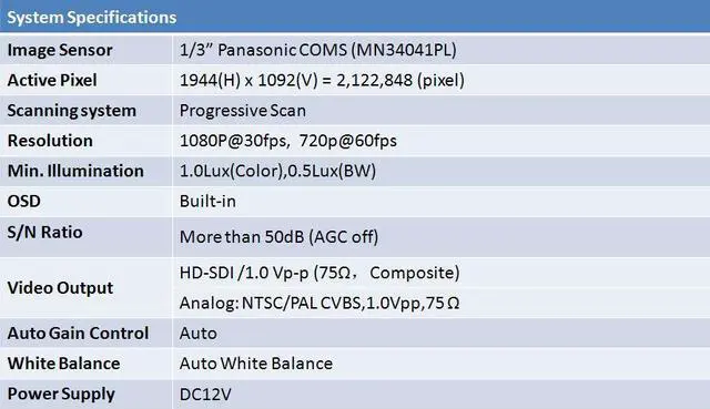 Alt view image 4 of 6 - HD-SDI Outdoor Bullet IR camera: 2 Megapixel Full HD 1080p image, 3.6mm OSD Dual Video 36 IR