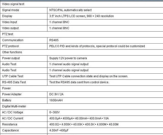 Alt view image 4 of 4 - CCTV Tester Monitor 3.5" Support UDP, PTZ, 12V Power Output , Power tester