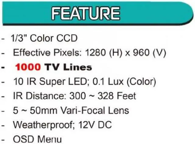 Alt view image 3 of 4 - Long Range 1000TVL Bullet IR Sony 1.3 Mega Pixel 5-50mm IR Range Upto 300FT Dark Grey Color