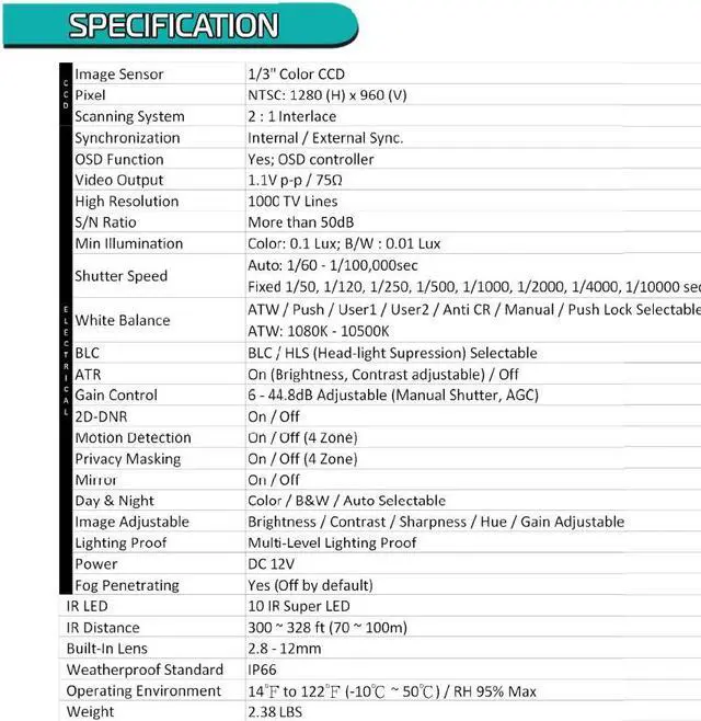 Alt view image 3 of 4 - Long Range 1000TVL Bullet IR Sony 1.3 Mega Pixel 2.8-12mm IR Range Upto 300FT Dark Grey Color