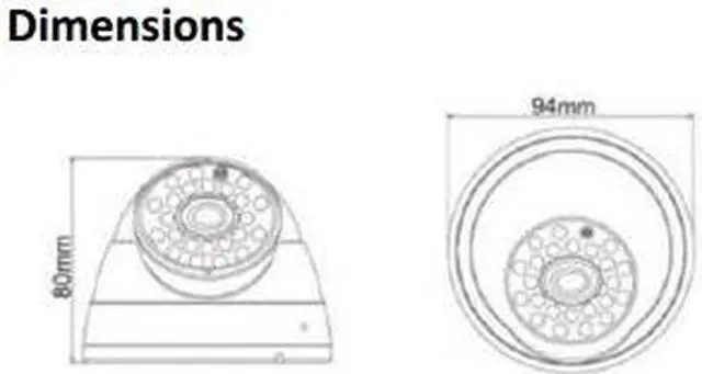 Alt view image 2 of 3 - 1.3MP, 1/3"Sensor, 3.6mm Fixed Lens, 24 IR LEDs up to 70ft (21m), IP 66, DC 12V (black color) CMT2412B