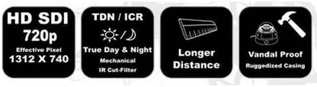 Alt view image 2 of 4 - HD-SDI CCTV 720P HD Vandal Dome IR Night Vision Camera 24 Leds 3.6mm True Day and Night , Cable Distance Unto 500+ Feet
