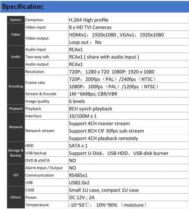 Alt view image 3 of 3 - HD TVI  8 CH video input, 1080P recording DVR BL-7008TSL HDMI Barebone