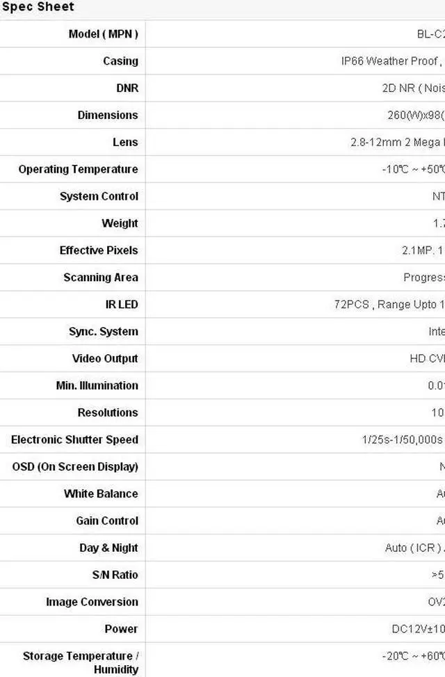 Alt view image 4 of 7 - BlueCCTV HD-CVI CCTV Bullet Type Long Range IR Night Vision Camera, HD 1080P 2.1 Mega Pixel HD Image 72 Leds Range Upto 196FT 2.8-12mm Mega Pixel Vari Focal Lens Installed