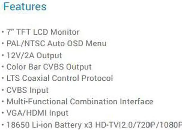 Alt view image 3 of 7 - BlueCCTV HD-TVI CCTV Test Monitor 7" LCD Supports HD TVI, CVBS , HDMI , VGA , 12V Power Outputs