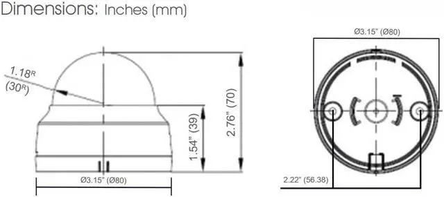 Alt view image 3 of 5 - KT&C Mini Dome CCTV High Resolution Camera 750TVL 3.6mm Super Compact Mini Size Day/Night 12V DC