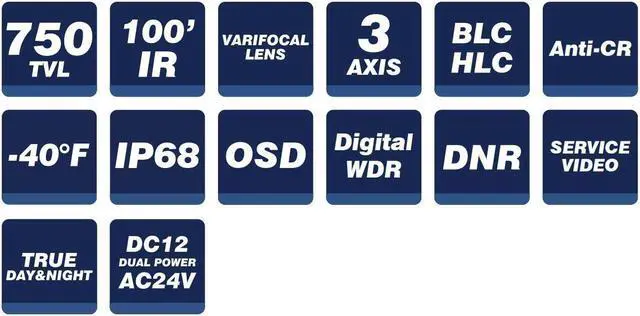 Alt view image 3 of 5 - KT&C 960H 750TVL Outdoor Vandal IR Night Vision Camera 2.8-12mm Dual Power IP68 , 30Leds , OSD True Day & Night