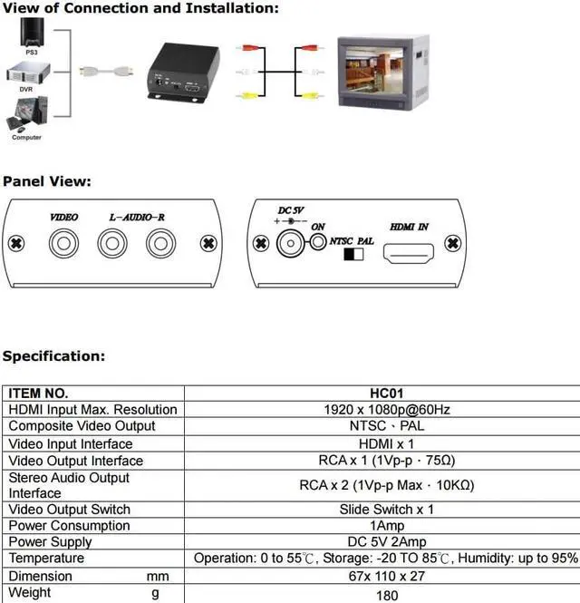Alt view image 3 of 3 - BlueCCTV HDMI to Composite Video with Stereo Audio Converter