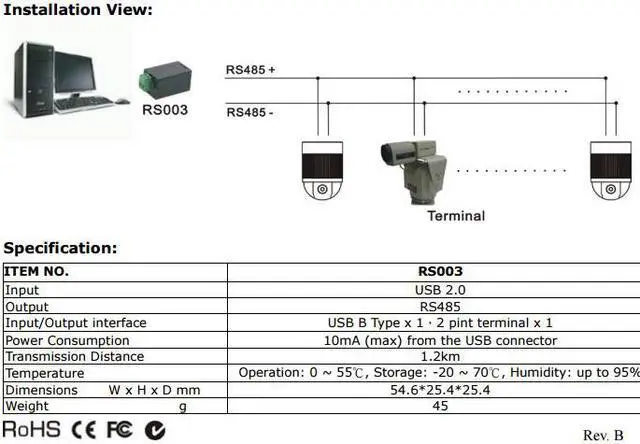Alt view image 2 of 2 - Long Range USB to RS485 Converter