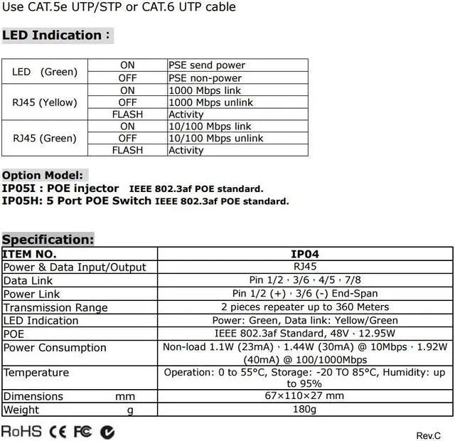 Alt view image 3 of 4 - Poe Power Over Ethernet Repeater range upto 393FT