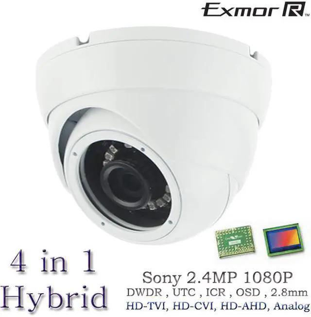 Main image of BlueCCTV Hybrid 4 in 1 Analog HD CCTV 1080P Camera 2.4MP HD TVI, HD AHD, HD CVI , Analog 960H OSD DWDR UTC 2.8mm Wide