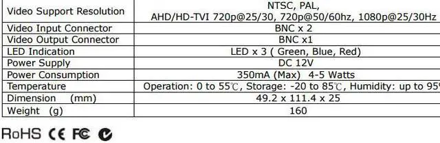 Alt view image 2 of 5 - CCTV HD AHD, HD TVI, HD CVI, to Analog BNC Converter with Built in Loop Out