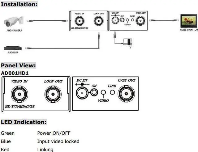 Alt view image 4 of 5 - CCTV HD AHD, HD TVI, HD CVI, to Analog BNC Converter with Built in Loop Out