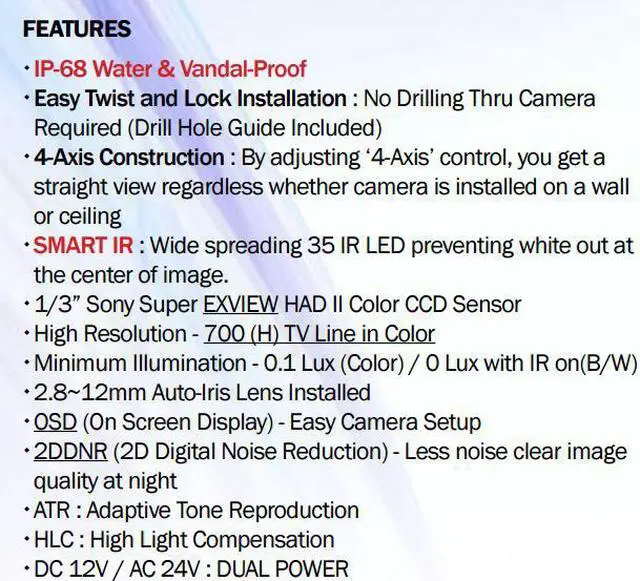 Alt view image 3 of 4 - Eyemax Storm Series IT 6339 , VI  3639, Outdoor Vandal IR Camera 700TVL 2.8-12mm Lens, Dual Power, IP 68 Water Proof Casing