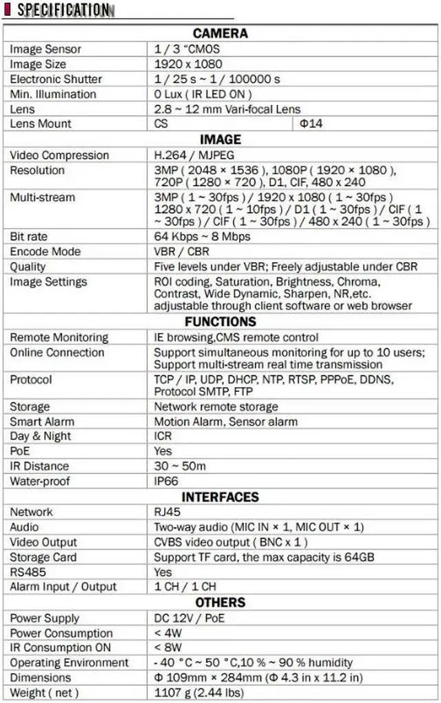 Alt view image 6 of 6 - IP Power 3.2MP HD Bullet IR Network IP Camera 3G Support 48Leds 2.8-12mm POE Onvif