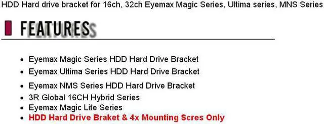 Alt view image 2 of 3 - HDD Hard drive bracket for 16ch, 32ch Eyemax Magic Series, Ultima series, MNS Series