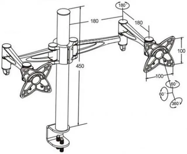 Alt view image 5 of 6 - 3 Way Adjustable Tilting Dual Desk Mount Bracket for LCD LED (Max 33Lbs, 10~23 inch)