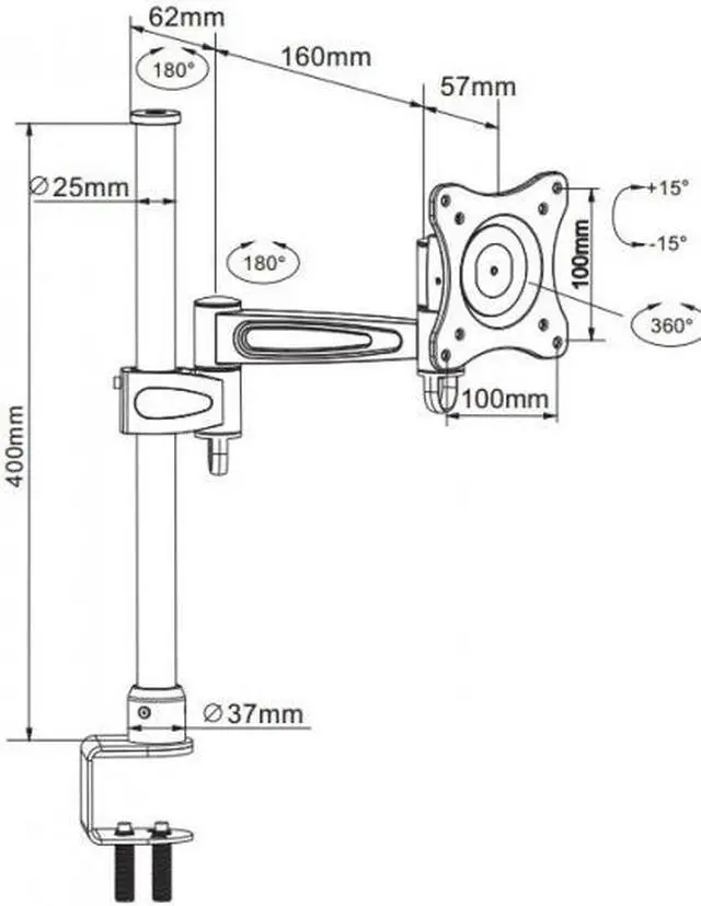Alt view image 2 of 3 - Adjustable Tilting Desk Mount Bracket for LCD LED (Max 33Lbs, 10~23 inch)