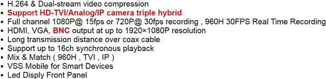 Alt view image 3 of 4 - HD-TVI 16CH Tribrid DVR System, HDMI, VGA, BNC, Analog, HD-TVI and IP Cameras Upto 3MP, Cloud ,P2P (No HDD)