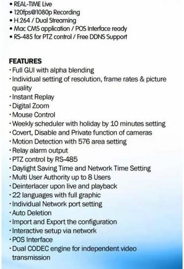 Alt view image 6 of 7 - 3R Global Tribrid 8CH DVR System, Prestige Series HD TVI, HD AHD, 960H auto Detect (HDD: 3TB)
