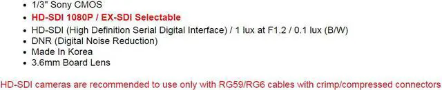 Alt view image 4 of 6 - EYEMAX HD SDI, EX SDI Digital HD CCTV Camera mini square HD-SD, EX-SDII  camera 1080P DNR 12V XSQ 202 3.6mm Board Lens