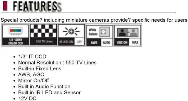 Alt view image 3 of 4 - CNB CN330IR Bustop vehicle Camera, 550 TVL High Resolution, 3.6mm lens, 12 IR LEDs, Built-in Audio