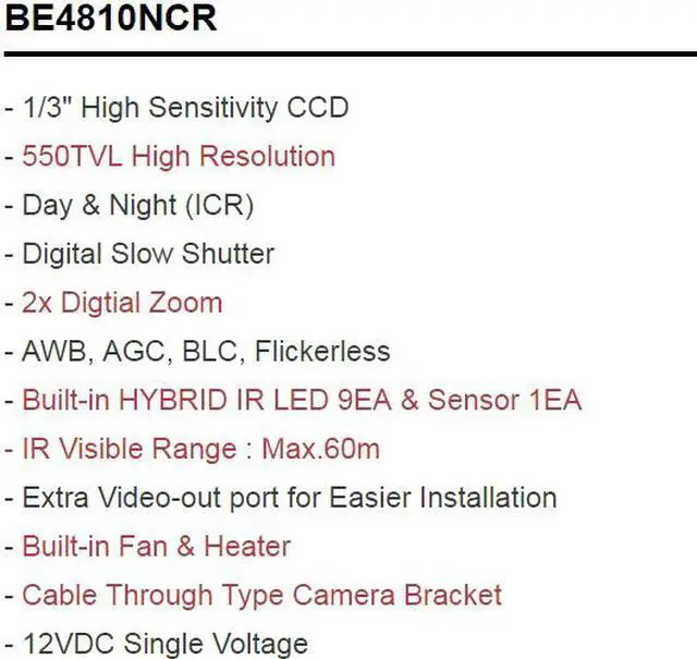 Alt view image 5 of 5 - CNB Long Range Analog IR Bullet CCTV Camera 550TVL 7.5-50mm, ICR, Built-in Fan & Heater 12V DC, DSS, BE4810NCR