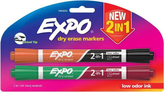 Main image of 2 In 1 Dry Erase Markers 2/Pkg-4 Colors