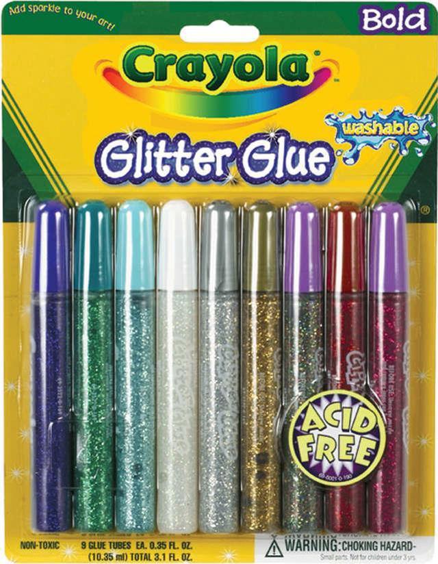 Crayola Washable Glitter Glue Pens .35oz-Bold 9/Pkg