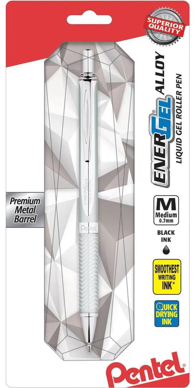 Alt view image 2 of 14 - Pentel EnerGel Alloy Retractable Liquid Gel Pen
Medium Pen Point Type - 0.7 mm Pen Point Size - Black Ink - Metallic Silver Barrel - 1 / Pack