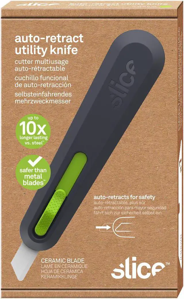 Main image of Slice Smarty Series Auto-Retract Utility Knife-Grey/Green