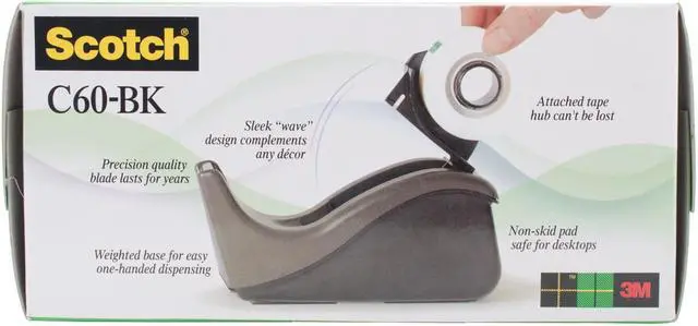 Alt view image 6 of 13 - 3M C60BK Value Desktop Tape Dispenser  1 in.core  Two-Tone Black