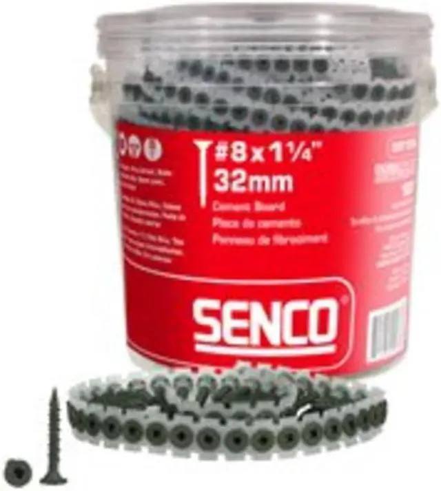 Main image of SENCO 08T125W 8-Gauge 1-1/4 in. Collated Cement Board Screws (1,000-Pack)