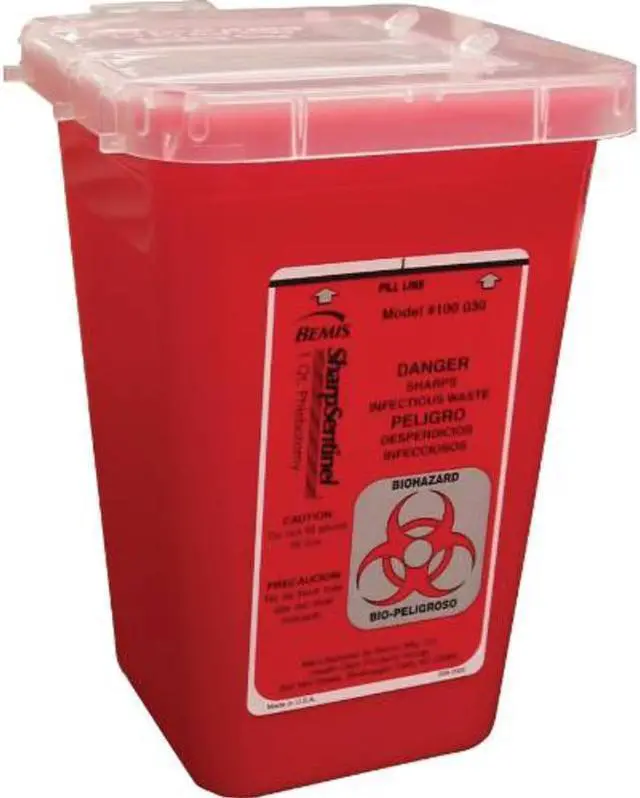 Alt view image 3 of 7 - Impact Sharps Container 6.75"x5"x4.5" 1QT Red 7350