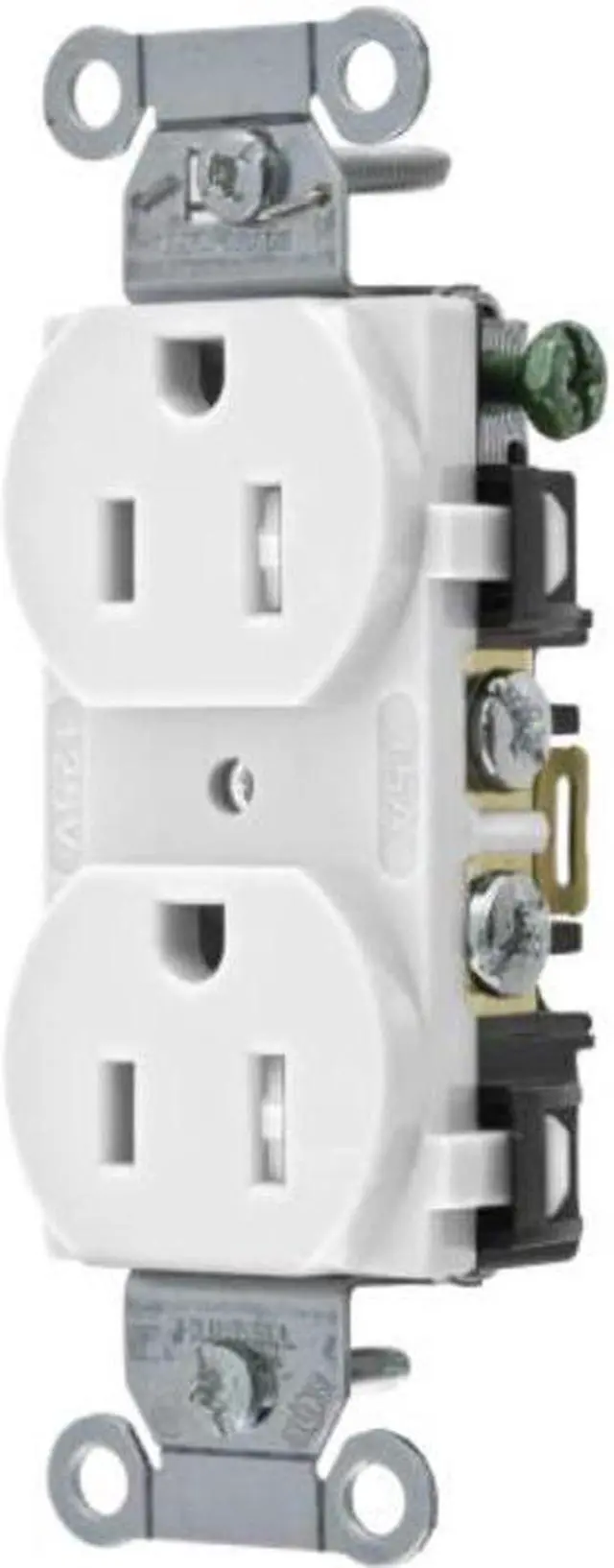 Alt view image 3 of 3 - HUBBELL WIRING DEVICE-KELLEMS BR15WHITR Straight Blade Receptacle, 5-15R, 15 A,