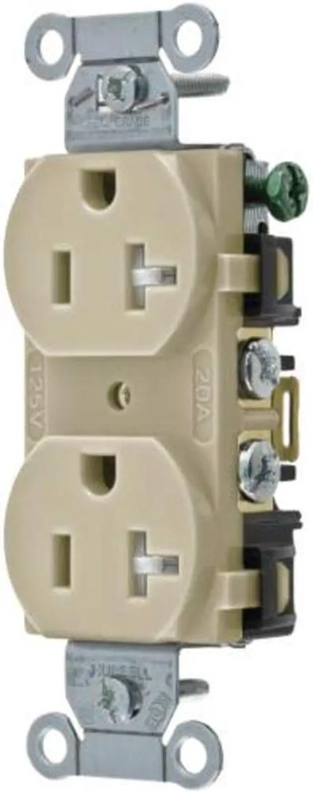 Alt view image 2 of 3 - HUBBELL WIRING DEVICE-KELLEMS BR20ITR 20A Duplex Receptacle 125VAC 5-20R IV