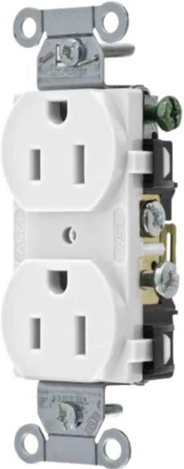 Main image of Hubbell Wiring Device-Kellems Receptacle,Duplex,15A,5-15R,125V,White  CR15WHI