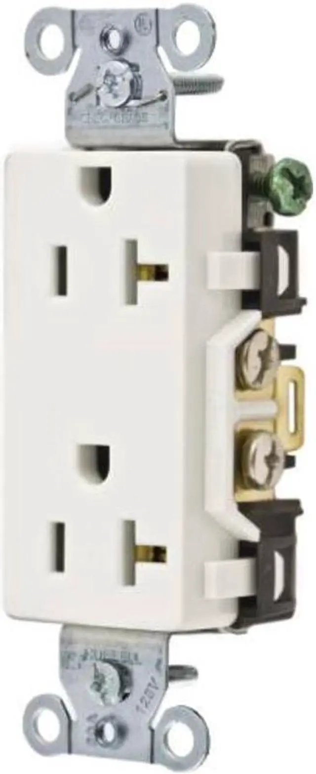 Main image of Hubbell Wiring Device-Kellems Receptacle,Deco,20A,5-20R,125V,White  DR20WHI