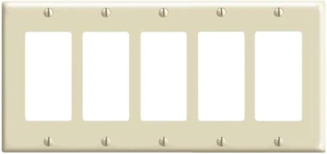 Main image of Decora Switch 5-Gang Plate Ivory LEVITON MFG Decorative Switch Plates 80423-I