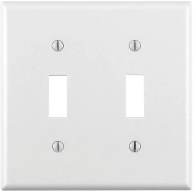 Alt view image 2 of 4 - Leviton 88009 White Two Gang Toggle Light Switch Wall Plate