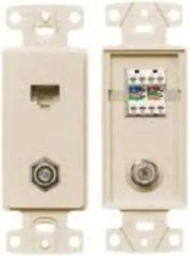 Alt view image 2 of 2 - Hubbell Wiring NS785I Netselect Plate Frame With 1 F-Type Coax Connector And 1 C