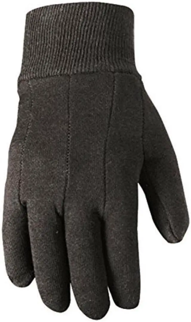 Alt view image 5 of 5 - Wells Lamont 508LF Men's Poly Cotton Blend, Gardening Brown Jersey Gloves with Straight Thumb, Large, 3-Pairs